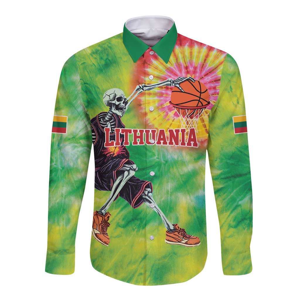 Custom Lithuania Basketball Long Sleeve Button Shirt Retro Style Version 1992