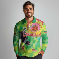 Custom Lithuania Basketball Long Sleeve Polo Shirt Retro Style Version 1992