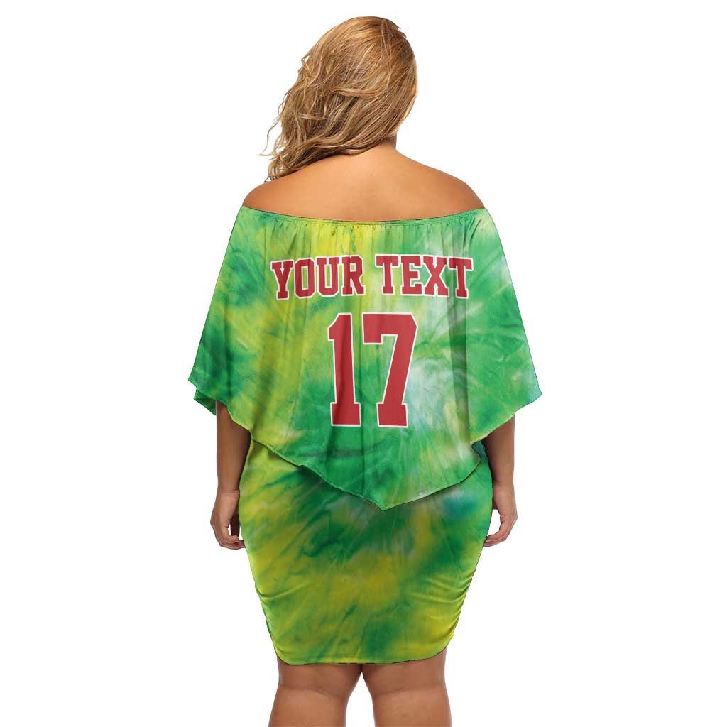 Custom Lithuania Basketball Off Shoulder Short Dress Retro Style Version 1992