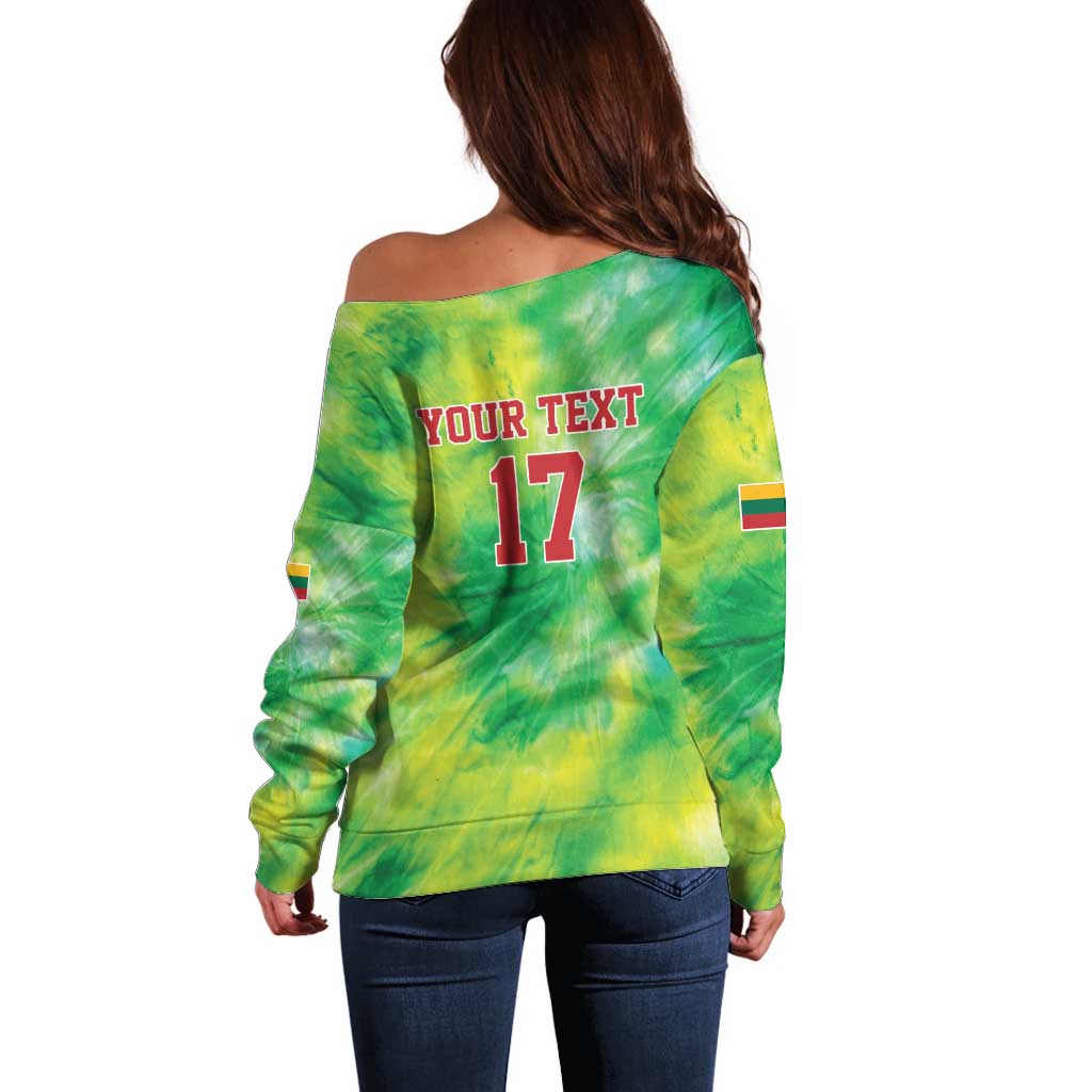 Custom Lithuania Basketball Off Shoulder Sweater Retro Style Version 1992