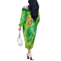 Custom Lithuania Basketball Off The Shoulder Long Sleeve Dress Retro Style Version 1992