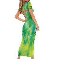 Custom Lithuania Basketball Short Sleeve Bodycon Dress Retro Style Version 1992