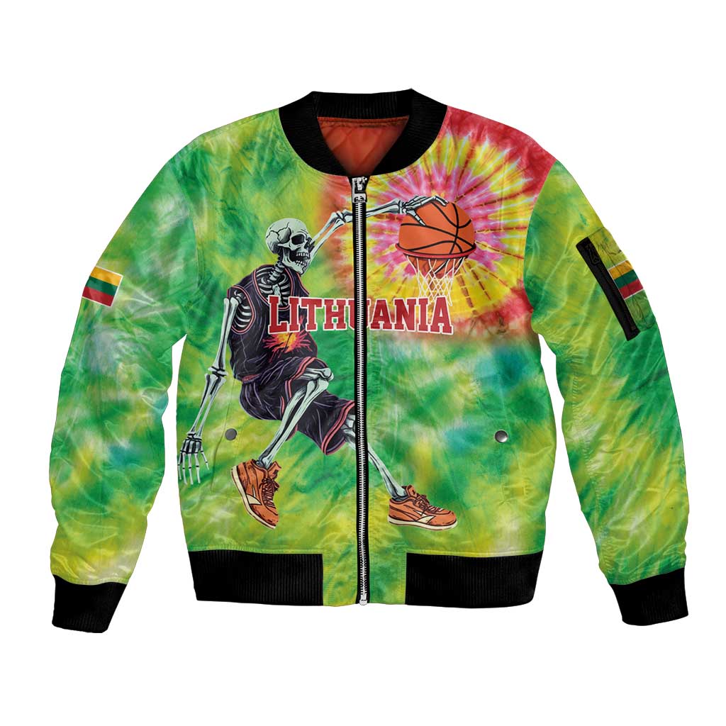 Custom Lithuania Basketball Sleeve Zip Bomber Jacket Retro Style Version 1992
