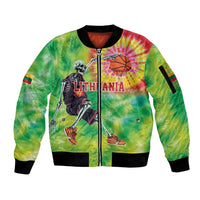 Custom Lithuania Basketball Sleeve Zip Bomber Jacket Retro Style Version 1992