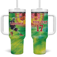 Custom Lithuania Basketball Tumbler With Handle Retro Style Version 1992