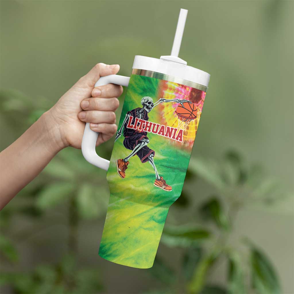 Custom Lithuania Basketball Tumbler With Handle Retro Style Version 1992