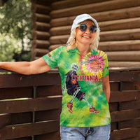 Custom Lithuania Basketball Women Polo Shirt Retro Style Version 1992