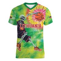 Custom Lithuania Basketball Women V-Neck T-Shirt Retro Style Version 1992