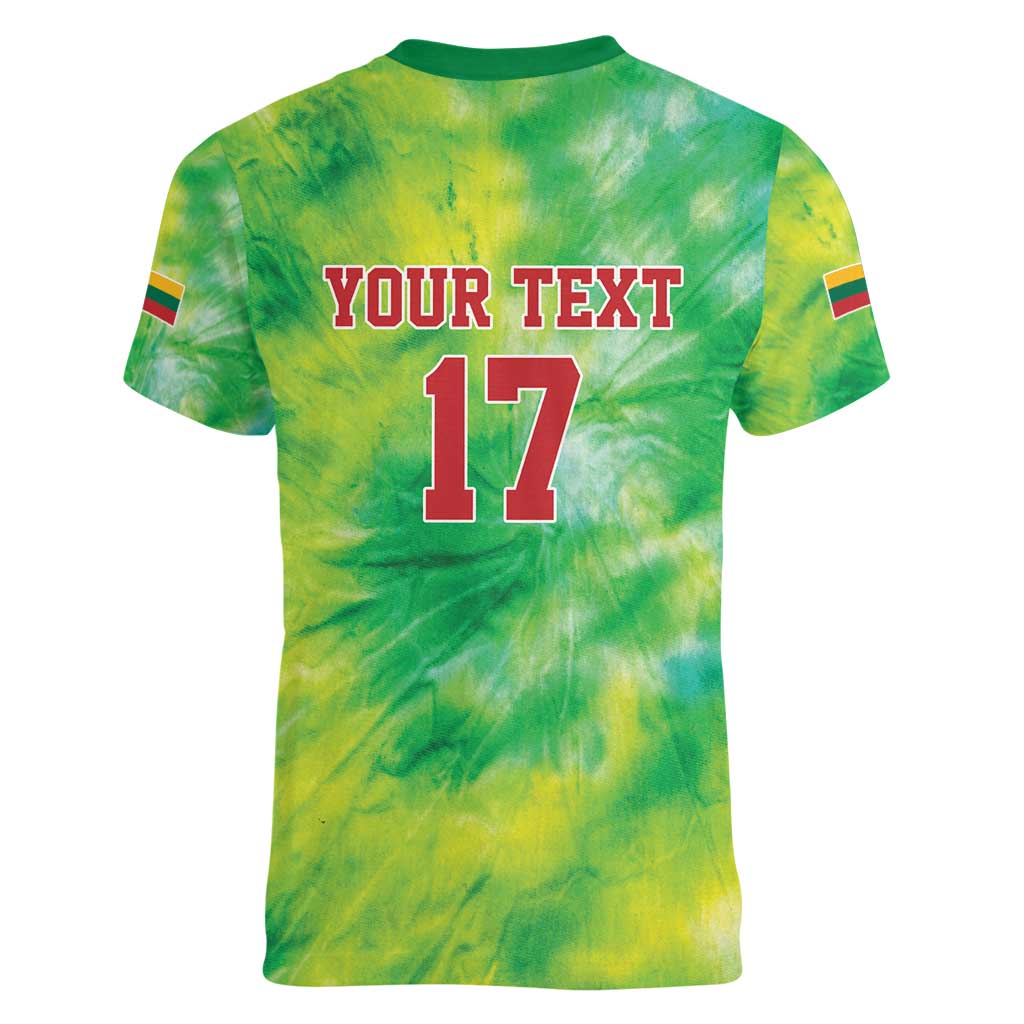 Custom Lithuania Basketball Women V-Neck T-Shirt Retro Style Version 1992