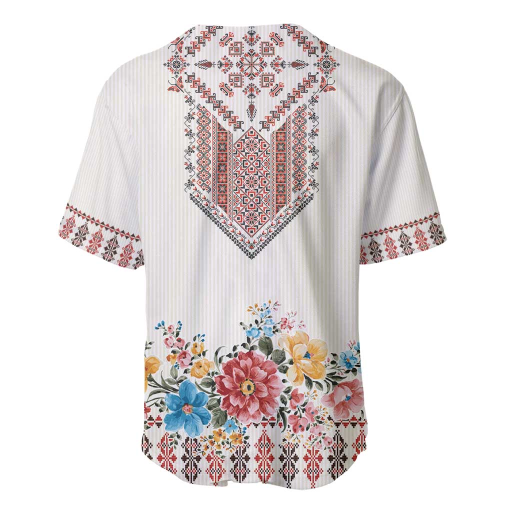 Romania Happy Martisor Day 1 March Baseball Jersey Martenitsa and Peony Romanian Traditional Pattern