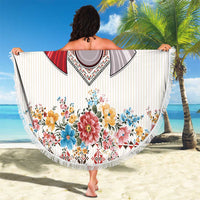 Romania Happy Martisor Day 1 March Beach Blanket Martenitsa and Peony Romanian Traditional Pattern