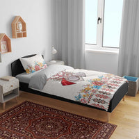 Romania Happy Martisor Day 1 March Bedding Set Martenitsa and Peony Romanian Traditional Pattern