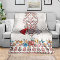 Romania Happy Martisor Day 1 March Blanket Martenitsa and Peony Romanian Traditional Pattern