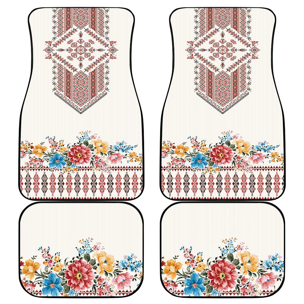 Romania Happy Martisor Day 1 March Car Mats Martenitsa and Peony Romanian Traditional Pattern