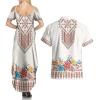 Romania Happy Martisor Day 1 March Couples Matching Summer Maxi Dress and Hawaiian Shirt Martenitsa and Peony Romanian Traditional Pattern