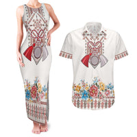 Romania Happy Martisor Day 1 March Couples Matching Tank Maxi Dress and Hawaiian Shirt Martenitsa and Peony Romanian Traditional Pattern