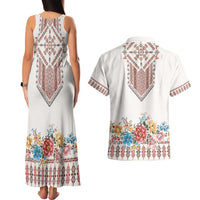 Romania Happy Martisor Day 1 March Couples Matching Tank Maxi Dress and Hawaiian Shirt Martenitsa and Peony Romanian Traditional Pattern