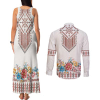 Romania Happy Martisor Day 1 March Couples Matching Tank Maxi Dress and Long Sleeve Button Shirt Martenitsa and Peony Romanian Traditional Pattern