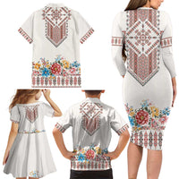 Romania Happy Martisor Day 1 March Family Matching Long Sleeve Bodycon Dress and Hawaiian Shirt Martenitsa and Peony Romanian Traditional Pattern