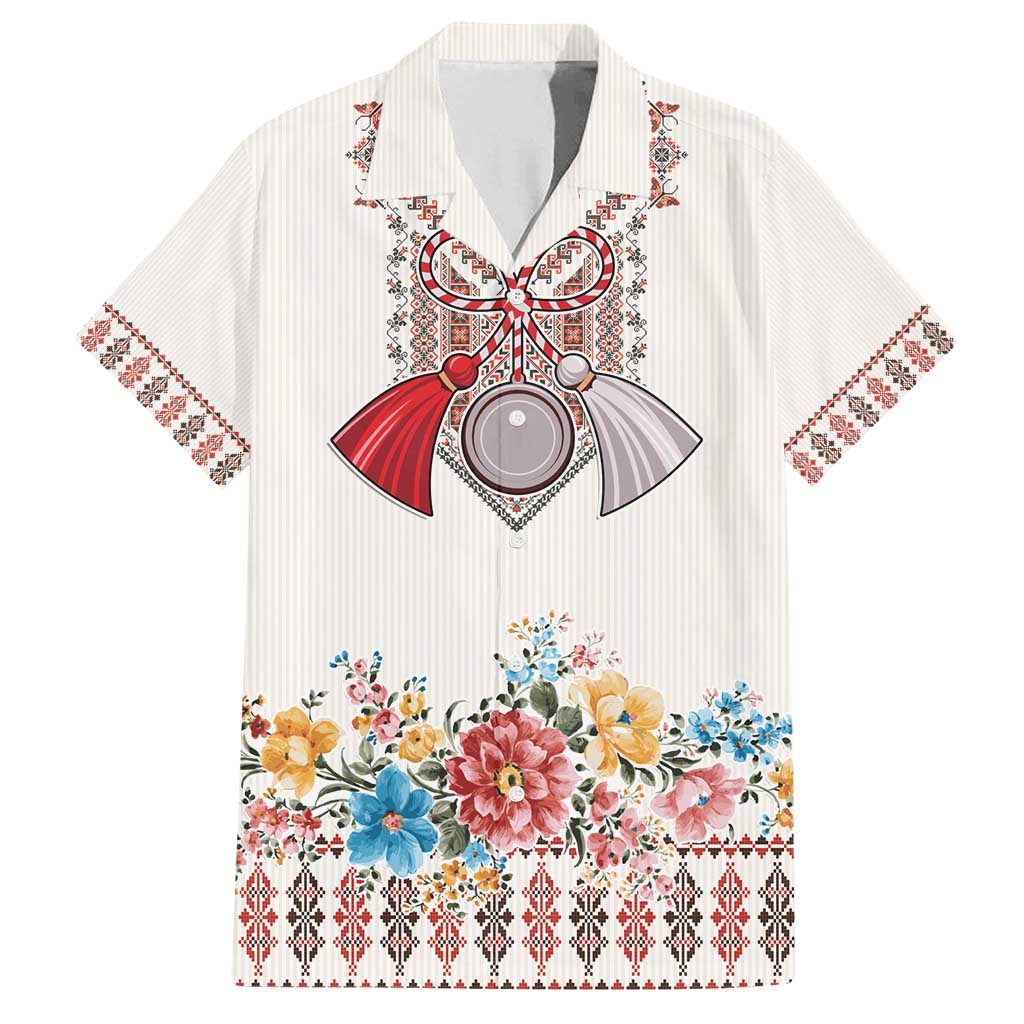 Romania Happy Martisor Day 1 March Family Matching Long Sleeve Bodycon Dress and Hawaiian Shirt Martenitsa and Peony Romanian Traditional Pattern