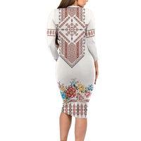 Romania Happy Martisor Day 1 March Family Matching Long Sleeve Bodycon Dress and Hawaiian Shirt Martenitsa and Peony Romanian Traditional Pattern