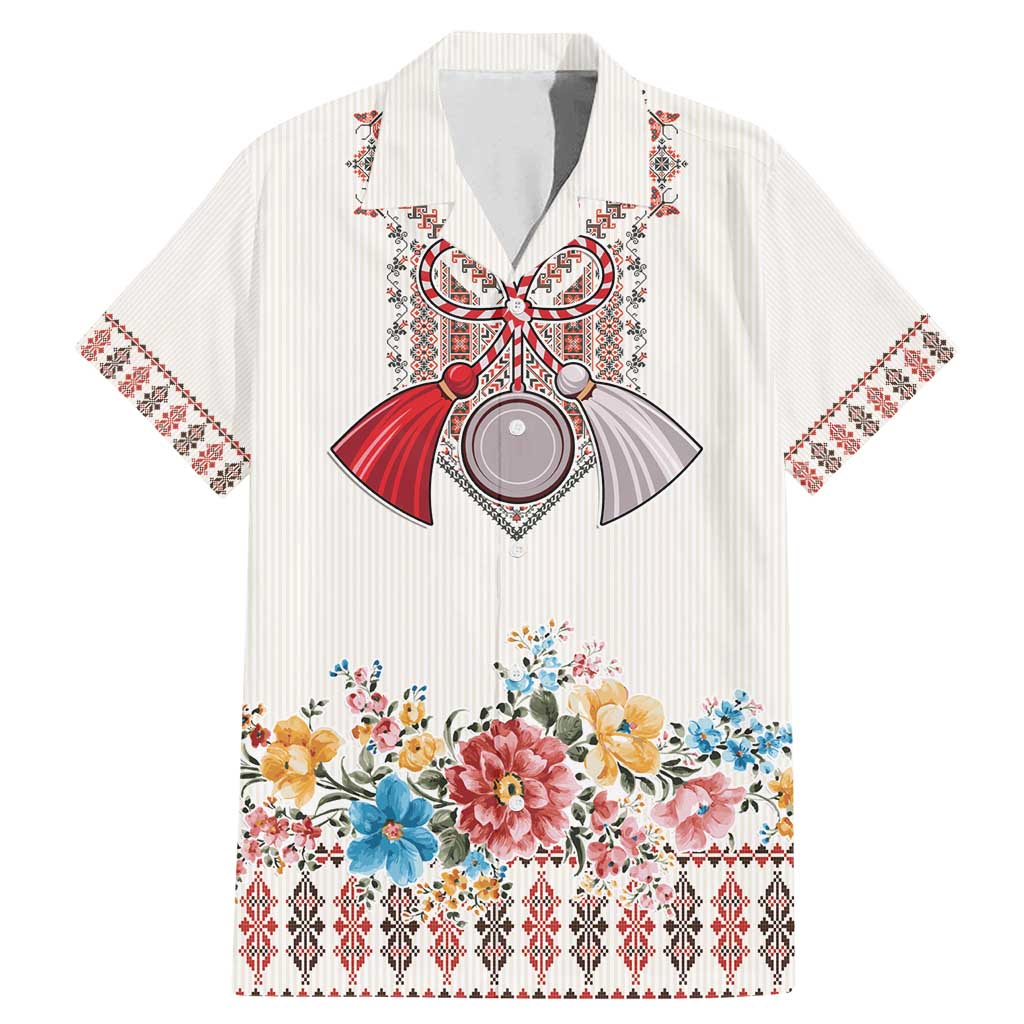 Romania Happy Martisor Day 1 March Family Matching Mermaid Dress and Hawaiian Shirt Martenitsa and Peony Romanian Traditional Pattern