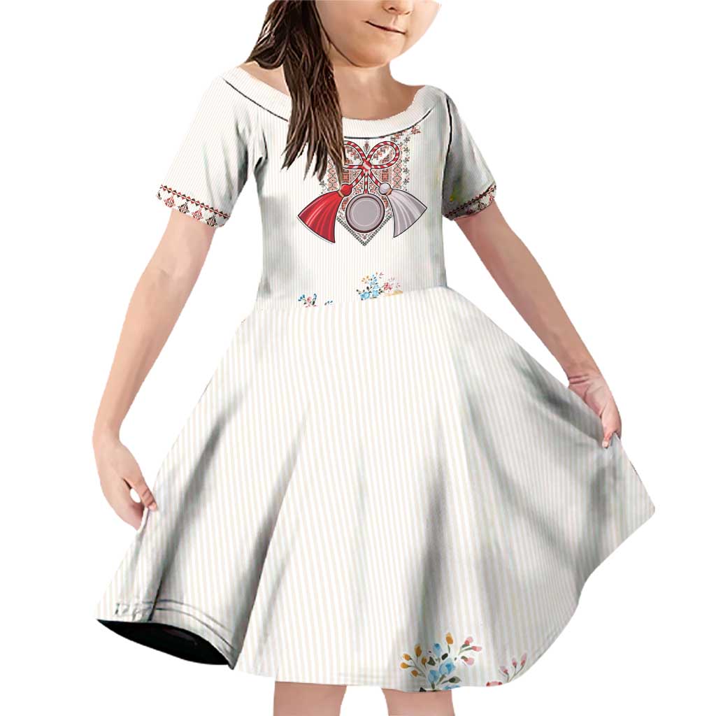 Romania Happy Martisor Day 1 March Family Matching Off Shoulder Short Dress and Hawaiian Shirt Martenitsa and Peony Romanian Traditional Pattern