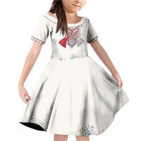 Romania Happy Martisor Day 1 March Family Matching Off Shoulder Short Dress and Hawaiian Shirt Martenitsa and Peony Romanian Traditional Pattern