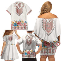Romania Happy Martisor Day 1 March Family Matching Off Shoulder Short Dress and Hawaiian Shirt Martenitsa and Peony Romanian Traditional Pattern
