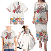 Romania Happy Martisor Day 1 March Family Matching Puletasi and Hawaiian Shirt Martenitsa and Peony Romanian Traditional Pattern