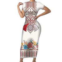 Romania Happy Martisor Day 1 March Family Matching Short Sleeve Bodycon Dress and Hawaiian Shirt Martenitsa and Peony Romanian Traditional Pattern