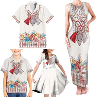 Romania Happy Martisor Day 1 March Family Matching Tank Maxi Dress and Hawaiian Shirt Martenitsa and Peony Romanian Traditional Pattern