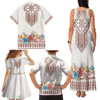 Romania Happy Martisor Day 1 March Family Matching Tank Maxi Dress and Hawaiian Shirt Martenitsa and Peony Romanian Traditional Pattern