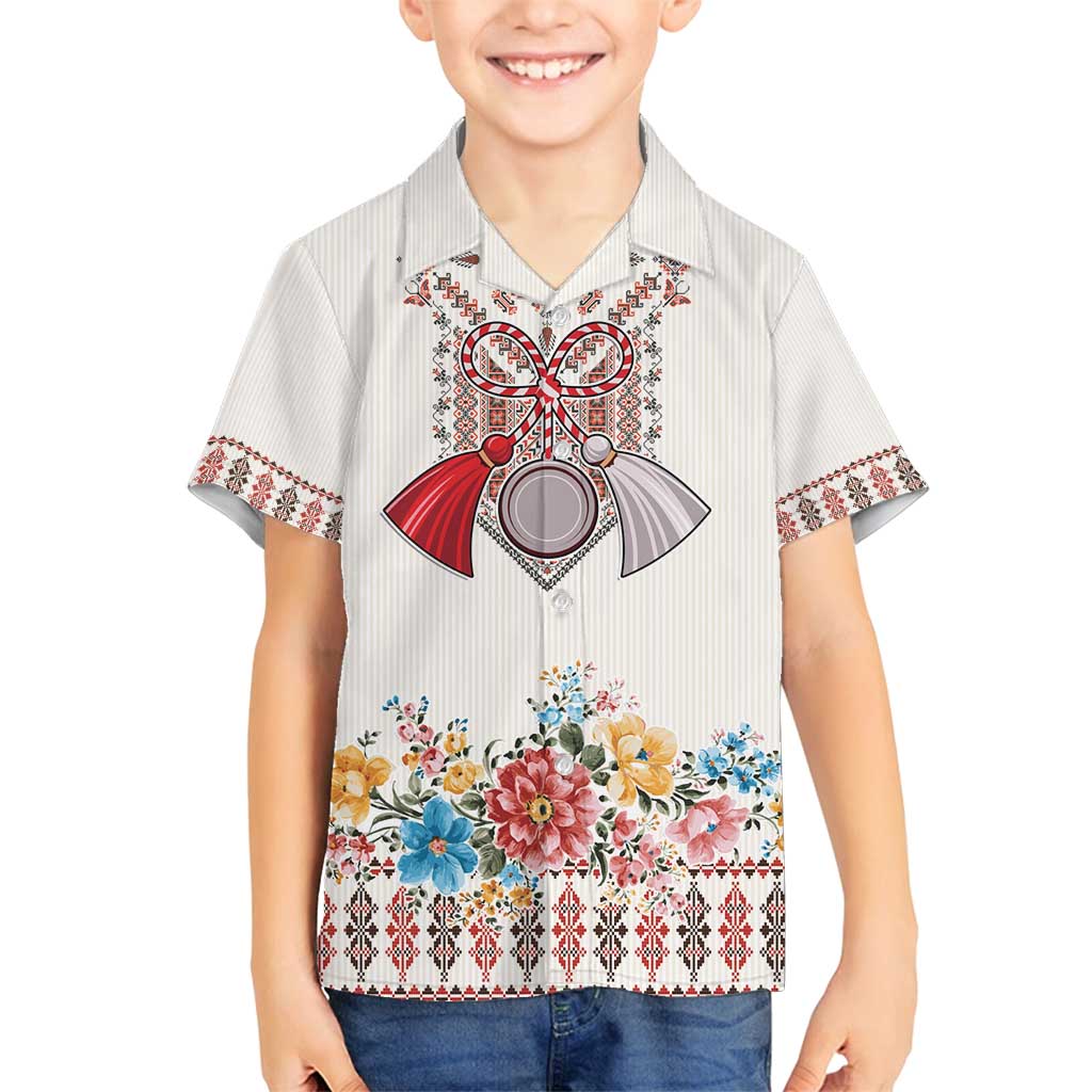 Romania Happy Martisor Day 1 March Family Matching Tank Maxi Dress and Hawaiian Shirt Martenitsa and Peony Romanian Traditional Pattern