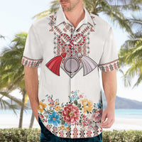 Romania Happy Martisor Day 1 March Hawaiian Shirt Martenitsa and Peony Romanian Traditional Pattern