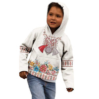 Romania Happy Martisor Day 1 March Kid Hoodie Martenitsa and Peony Romanian Traditional Pattern