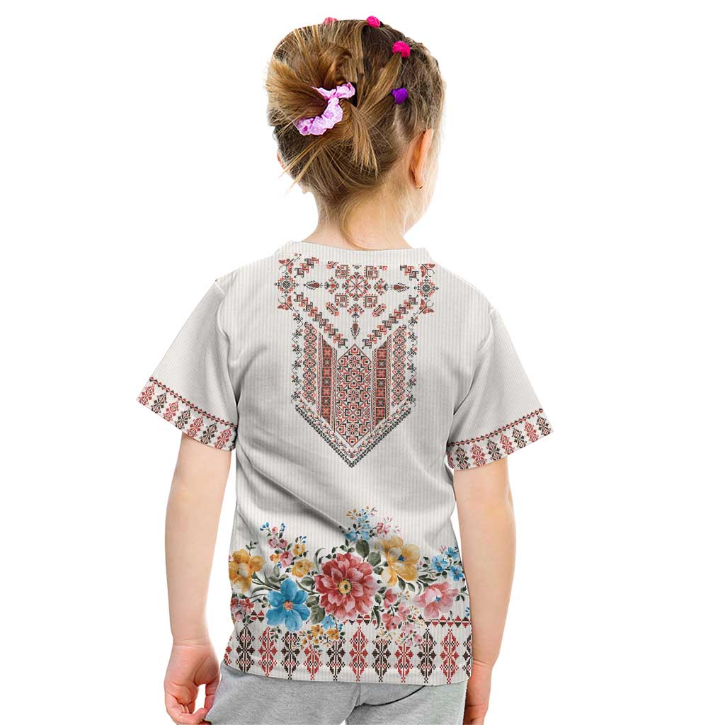 Romania Happy Martisor Day 1 March Kid T Shirt Martenitsa and Peony Romanian Traditional Pattern