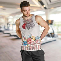 Romania Happy Martisor Day 1 March Men Tank Top Martenitsa and Peony Romanian Traditional Pattern