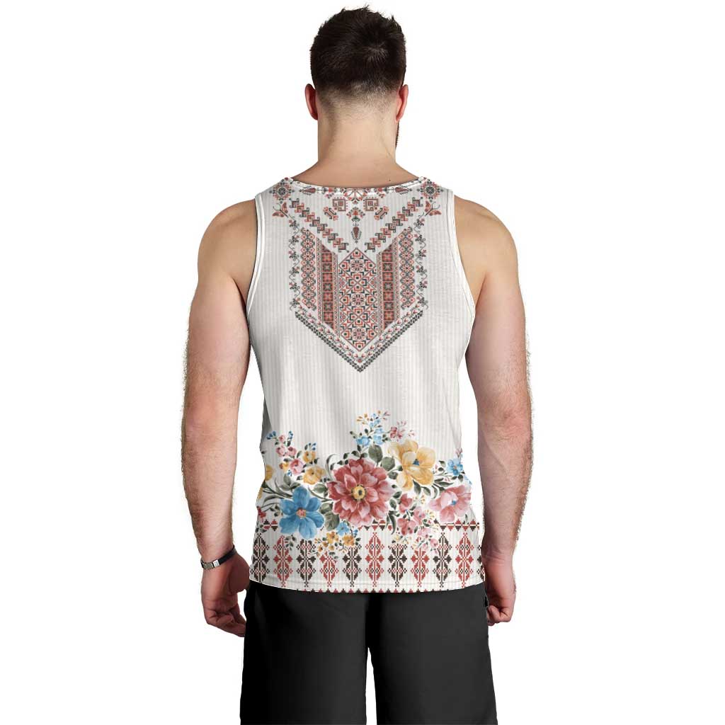 Romania Happy Martisor Day 1 March Men Tank Top Martenitsa and Peony Romanian Traditional Pattern
