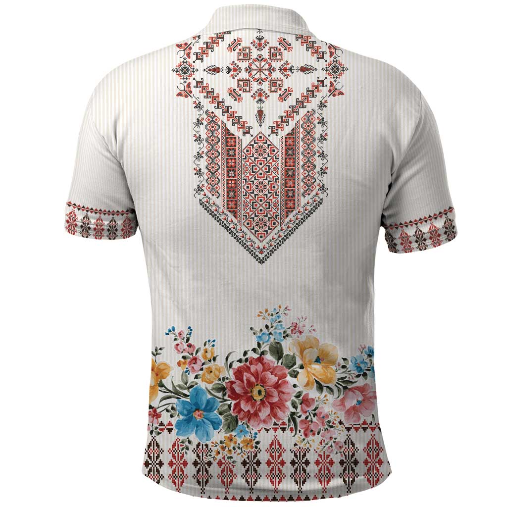 Romania Happy Martisor Day 1 March Polo Shirt Martenitsa and Peony Romanian Traditional Pattern