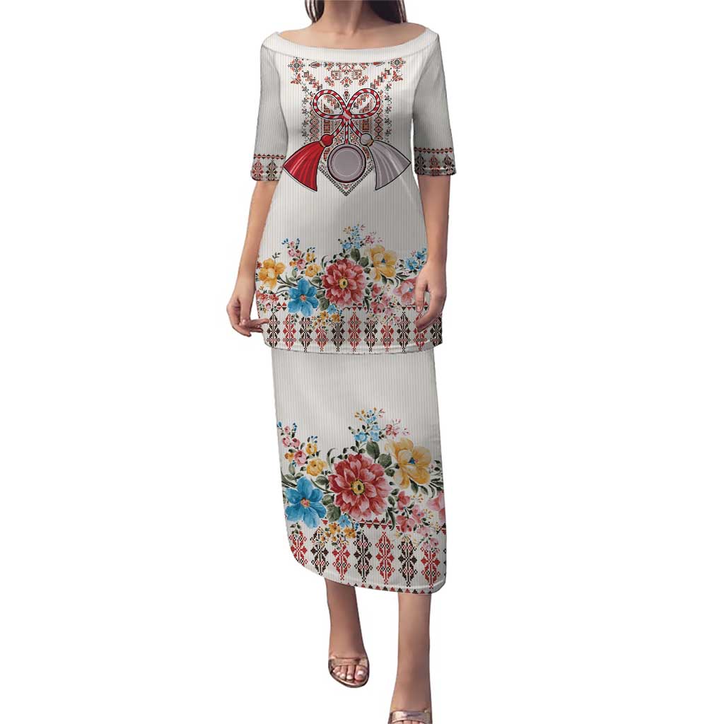 Romania Happy Martisor Day 1 March Puletasi Martenitsa and Peony Romanian Traditional Pattern