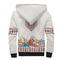 Romania Happy Martisor Day 1 March Sherpa Hoodie Martenitsa and Peony Romanian Traditional Pattern