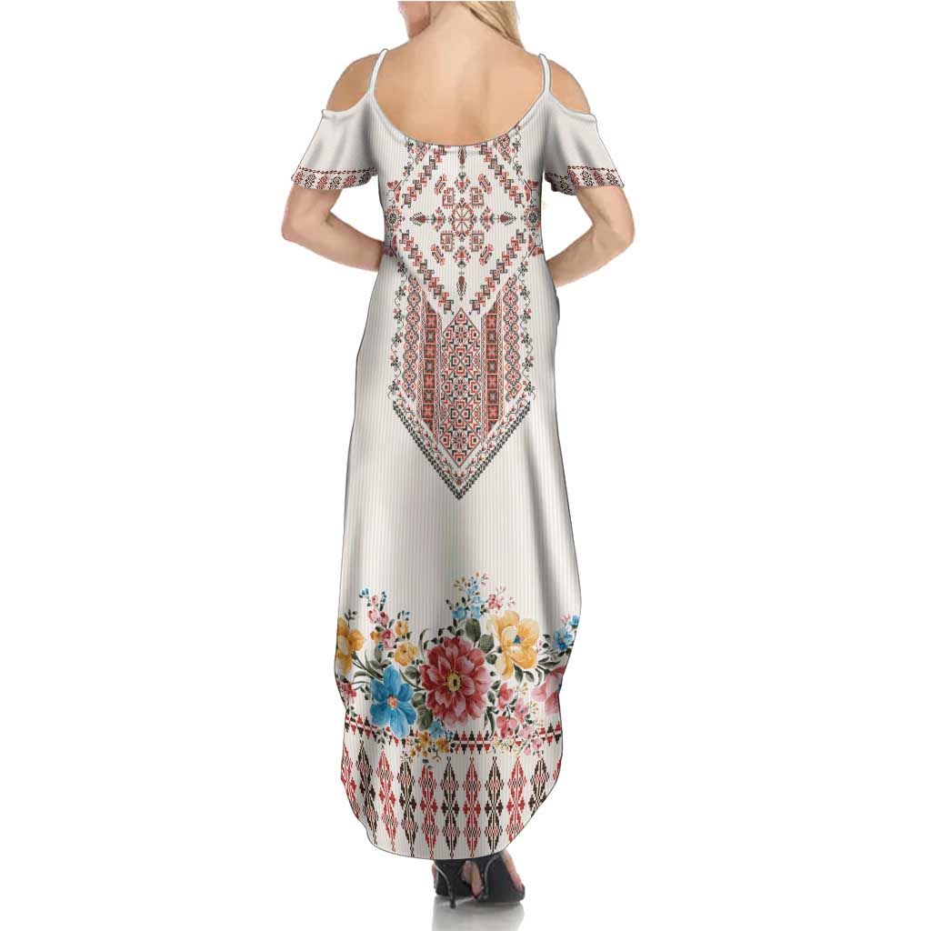 Romania Happy Martisor Day 1 March Summer Maxi Dress Martenitsa and Peony Romanian Traditional Pattern