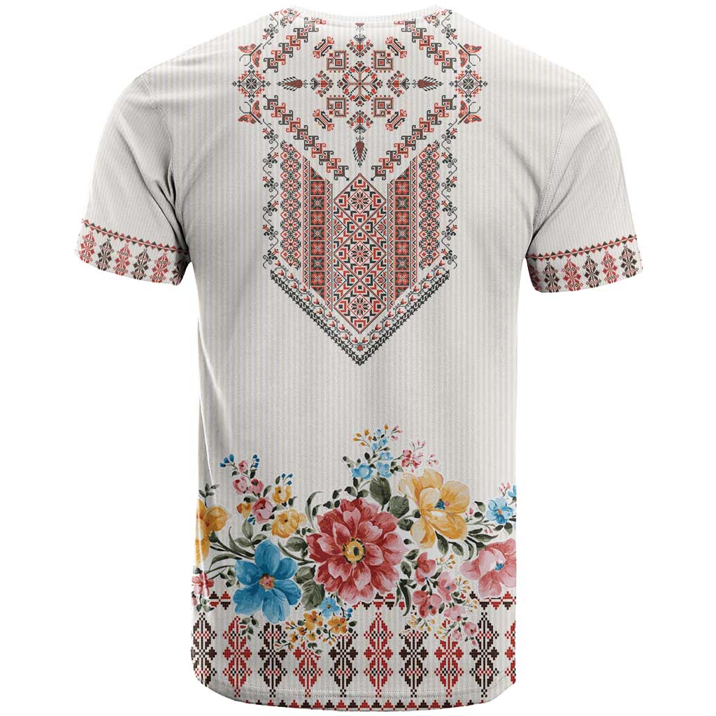 Romania Happy Martisor Day 1 March T Shirt Martenitsa and Peony Romanian Traditional Pattern
