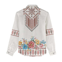 Romania Happy Martisor Day 1 March Women Casual Shirt Martenitsa and Peony Romanian Traditional Pattern