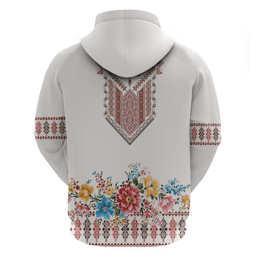 Romania Happy Martisor Day 1 March Zip Hoodie Martenitsa and Peony Romanian Traditional Pattern