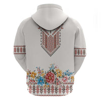 Romania Happy Martisor Day 1 March Zip Hoodie Martenitsa and Peony Romanian Traditional Pattern