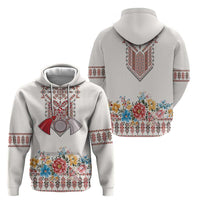 Romania Happy Martisor Day 1 March Zip Hoodie Martenitsa and Peony Romanian Traditional Pattern