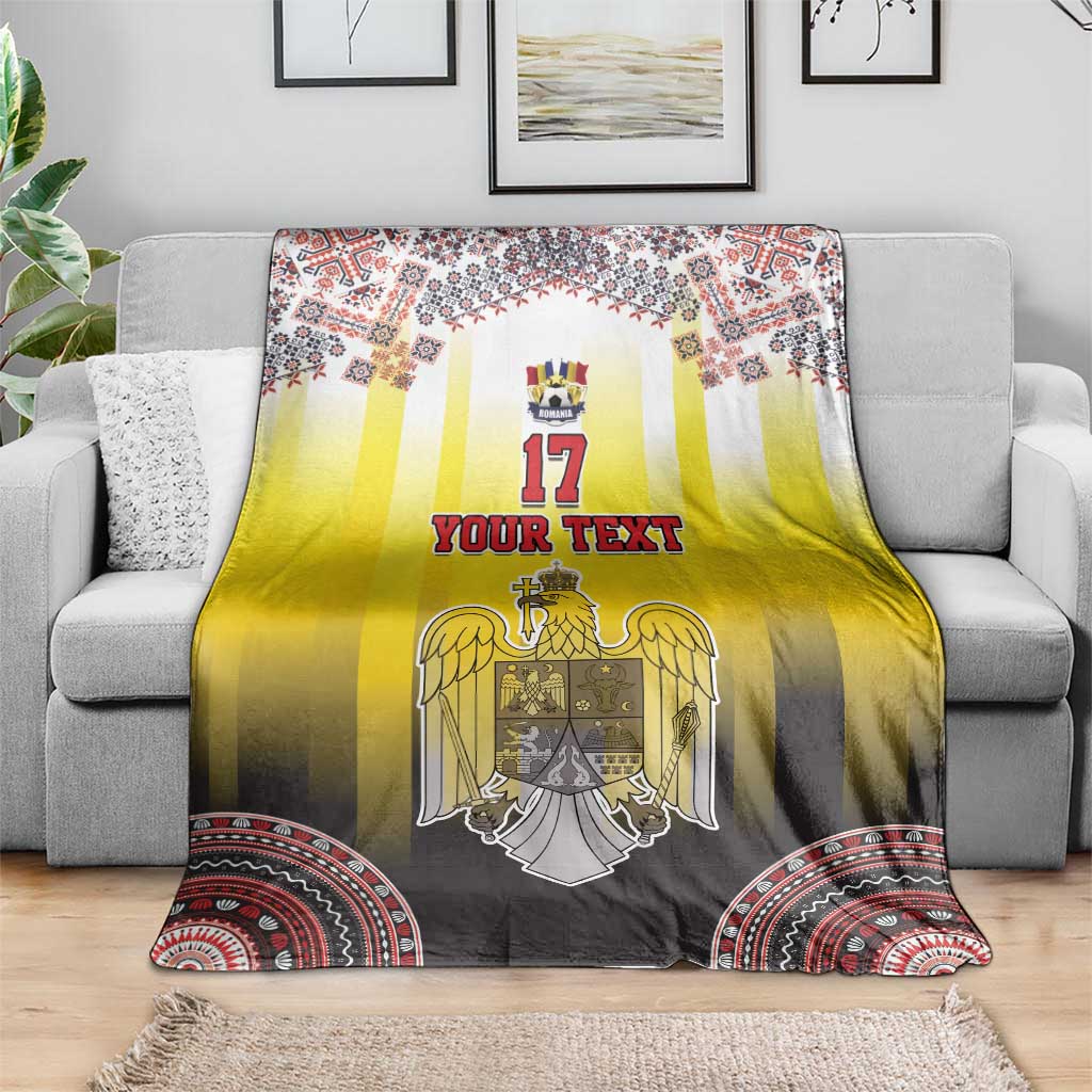 Custom Romania Football Go Champions Blanket Romanian Traditional Patern