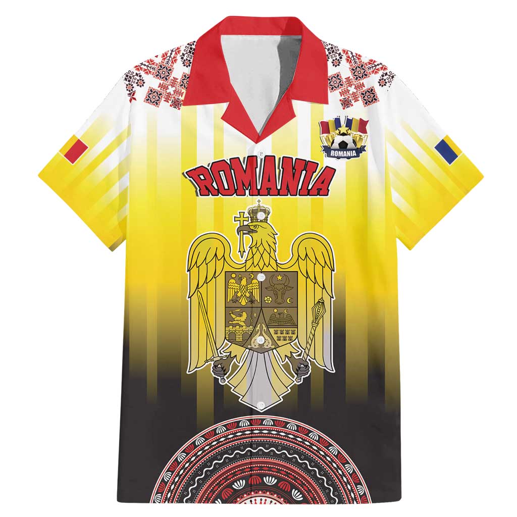 Custom Romania Football Go Champions Family Matching Mermaid Dress and Hawaiian Shirt Romanian Traditional Patern